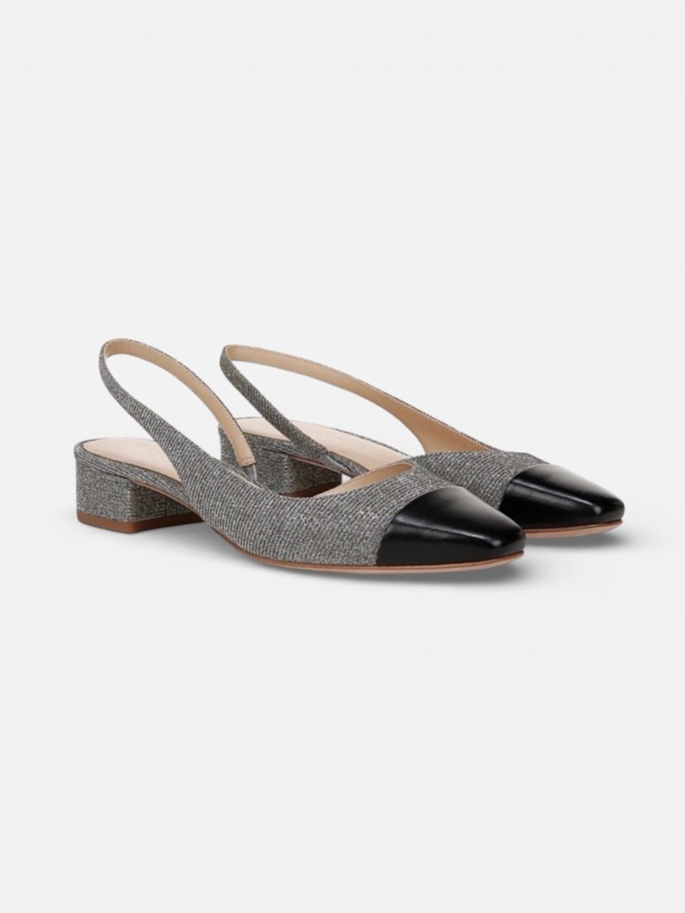 Veronica Beard Cecile Slingback 6.5 Black Cap Toe Tweed NIB